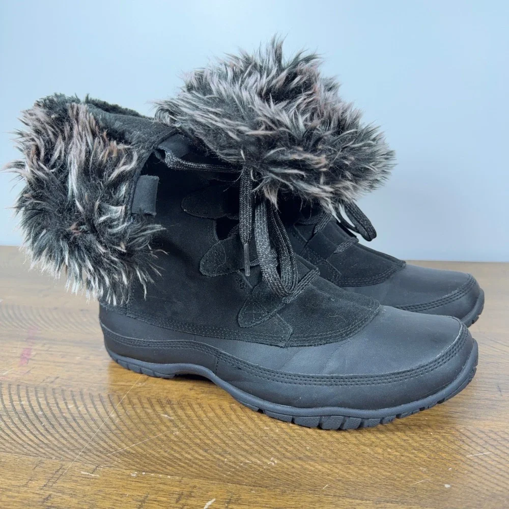 The North Face Boots Womens 10 Black Nuptse Purna Insulated Fur Winter Snow